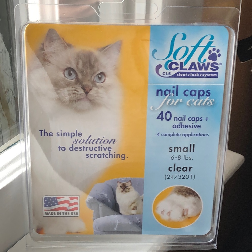 Soft Claws Cat Nail Caps Clear Small Made in USA Protect